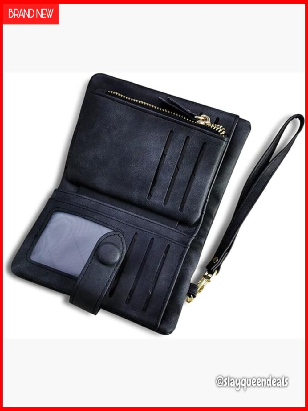 Women's Small Bifold Leather Wallet RFID Blocking Wristlet Card Holder Coin